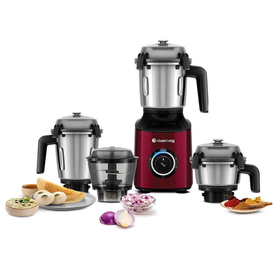 Atomberg Zenova Mixer Grinder With Chopper | 550W | 4 Jars | Red Wine