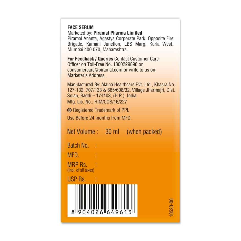 Lacto Calamine Vitamin C Serum Skin Brightening Serum With Pollushield, Vitamin E, B3 And B5