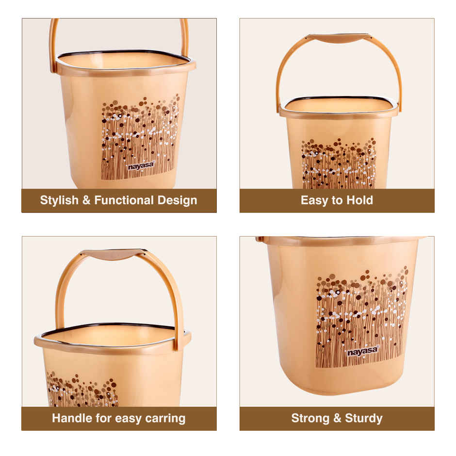 Nayasa Funk Plastic Bathroom Bucket Strong and Durable Water Storage Bucket | 18 L | Brown