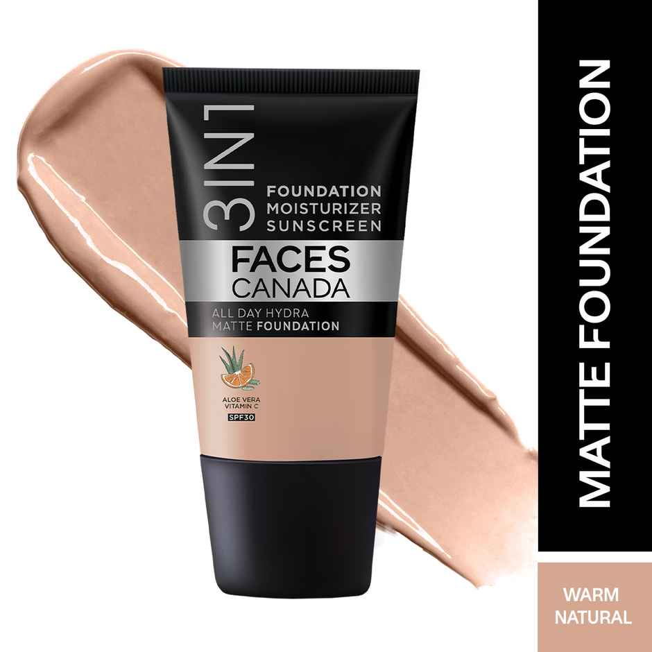 Faces Canada 3in1 All Day Hydra Matte Foundation + Moisturizer + SPF 30 | Warm Natural 021