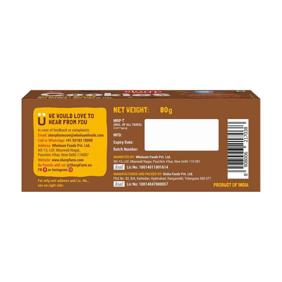 Slurrp Farm No Maida No Palm Oil Choco Ragi Cookies - Yummy Biscuits for Kids