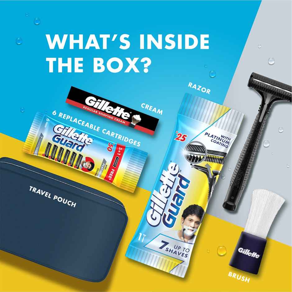 Gillette Guard 5 in 1 Shaving Kit With Travel Pouch-Gift Set For Men