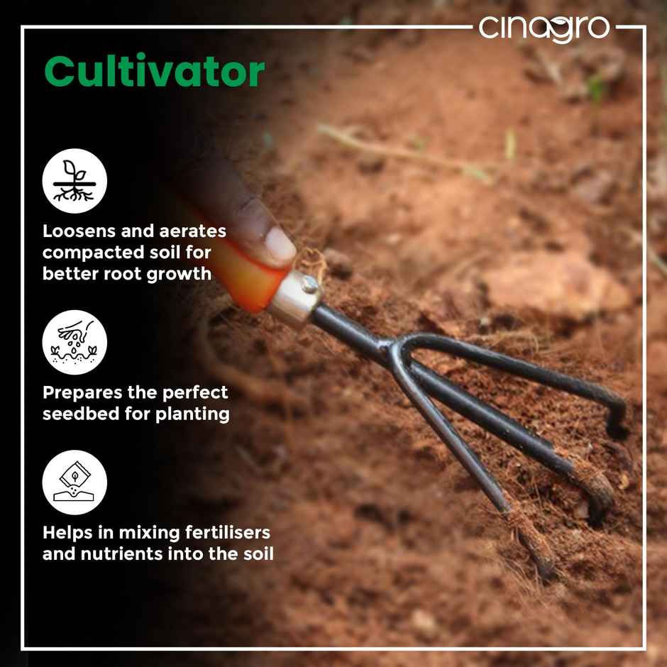 Cinagro Garden Tools - Shovel, Cultivator & Weeder (Garden Digging, Tilling Tools)