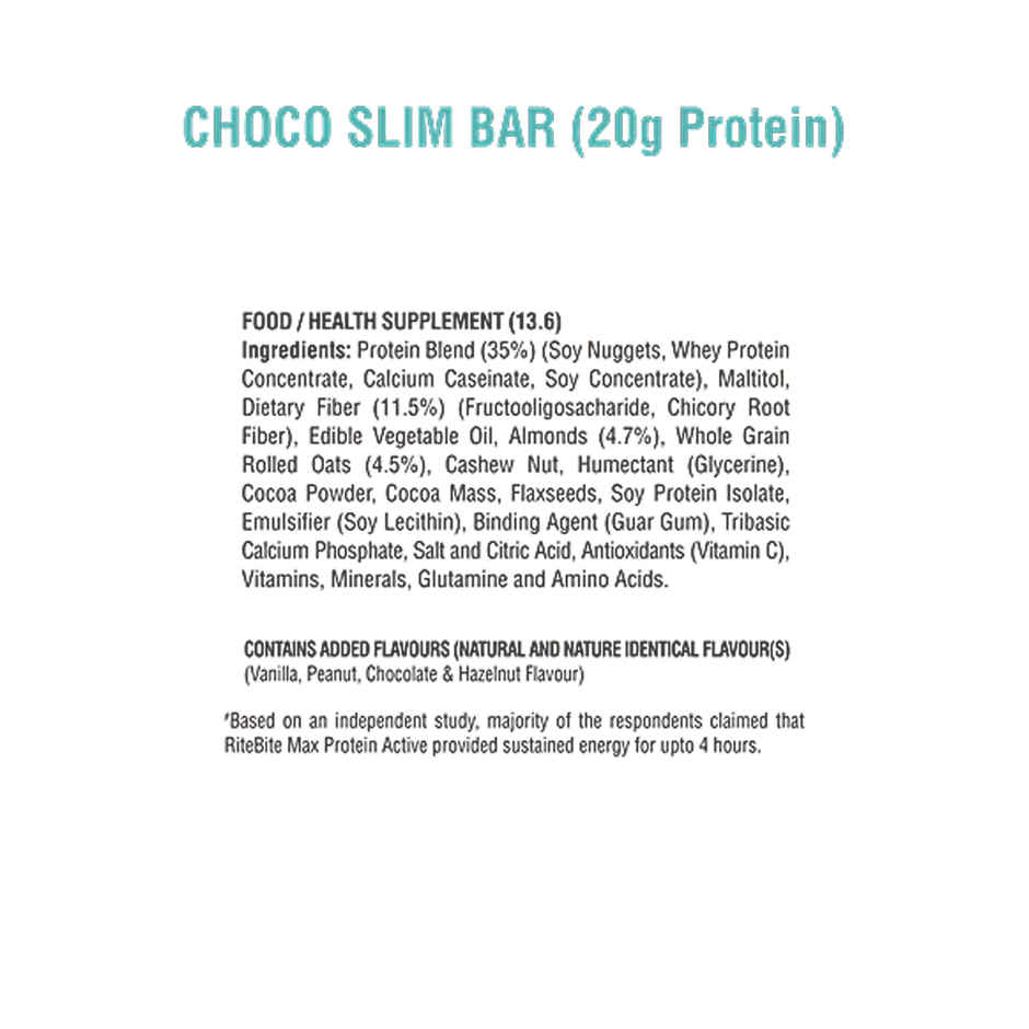 RiteBite Max Protein 20g Protein Bar Choco Slim