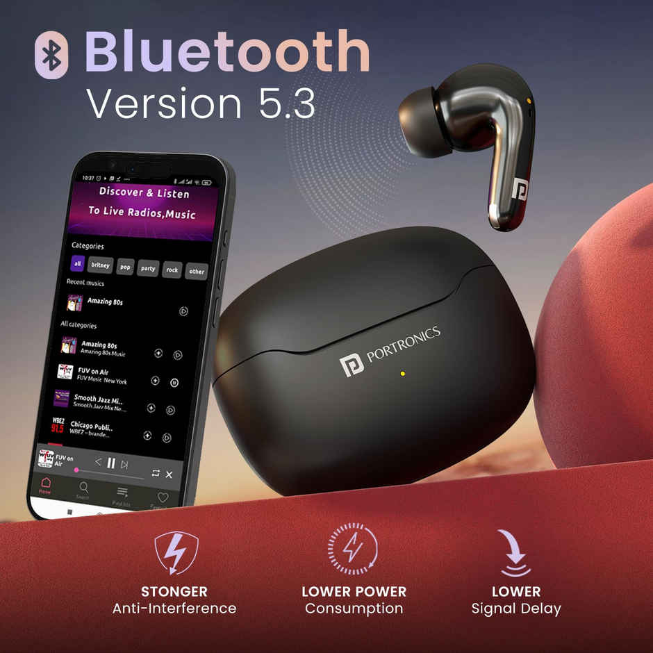 Portronics Harmonics Twins 33 Smart TWS Earpods Black