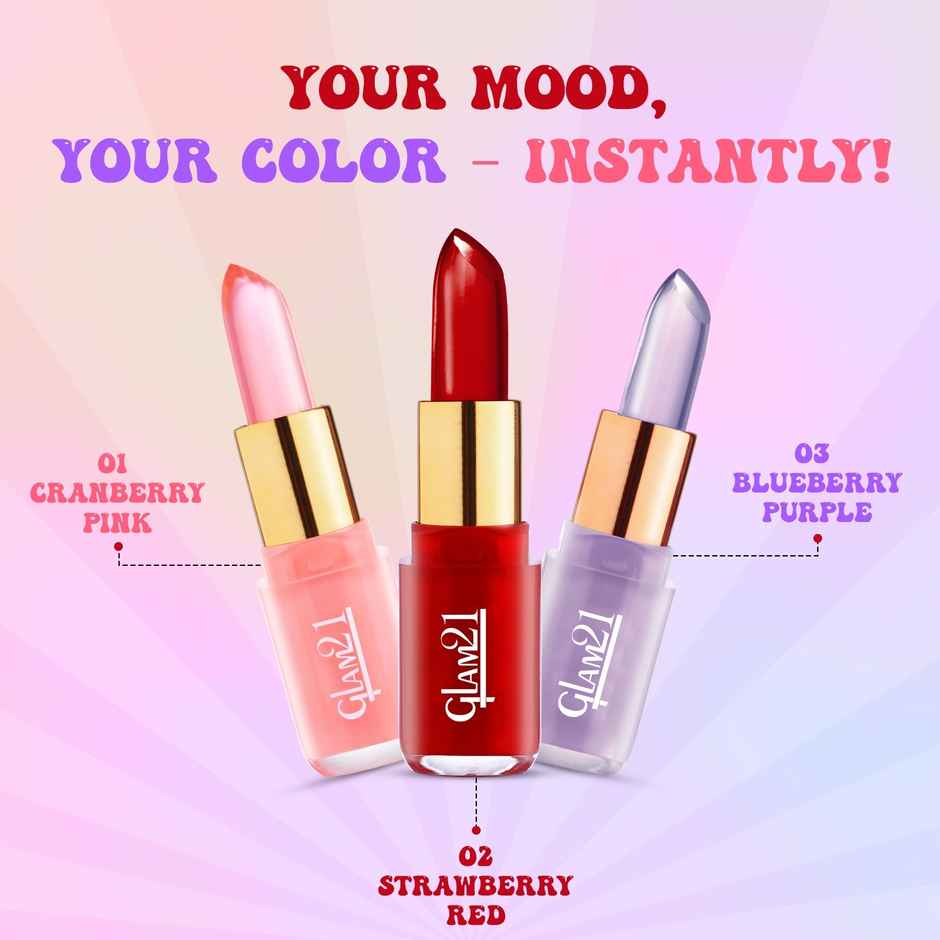 Glam21 Jelly Pop Fruity Gel Lipstick Glossy Finish | Colour Lightweight - Strawberry Red