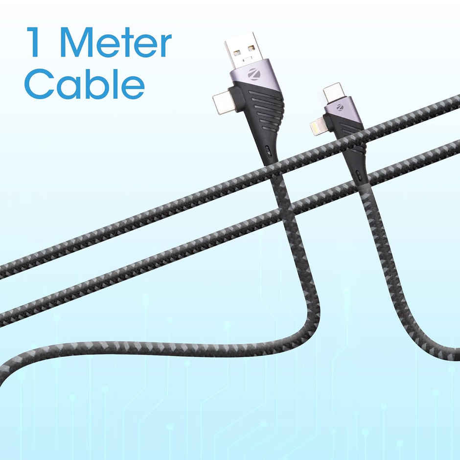 Zeb Uclc65B 4 In 1 65W Cable,Strong & Long Lasting Braided Cable With Pd Support, 1M
