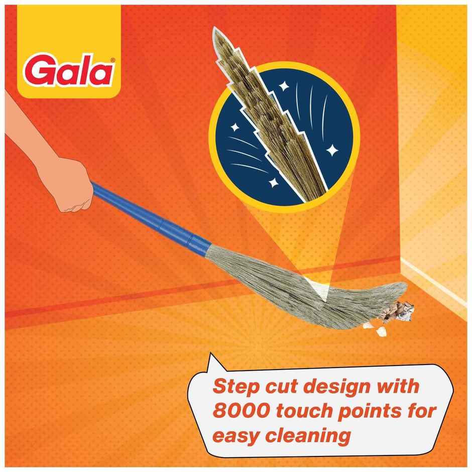 Gala No Dust Floor Cleaning Broom | Plastic | Blue and Brown | 90 cm