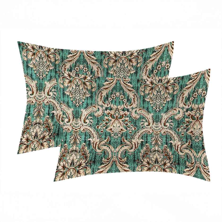 Dream Living King Size Bedsheet Micropeach Ethnic | 135 Gsm With 2 Pillow Covers | Green, 108x106in