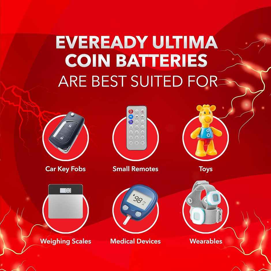 Eveready Ultima Coin Battery | 3V |CR2025|Silver |Pack of 5