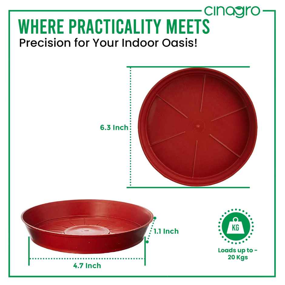 Cinagro 8 Inch Planter Bottom Trays | Durable Plastic | Plant Drip Trays/Saucer