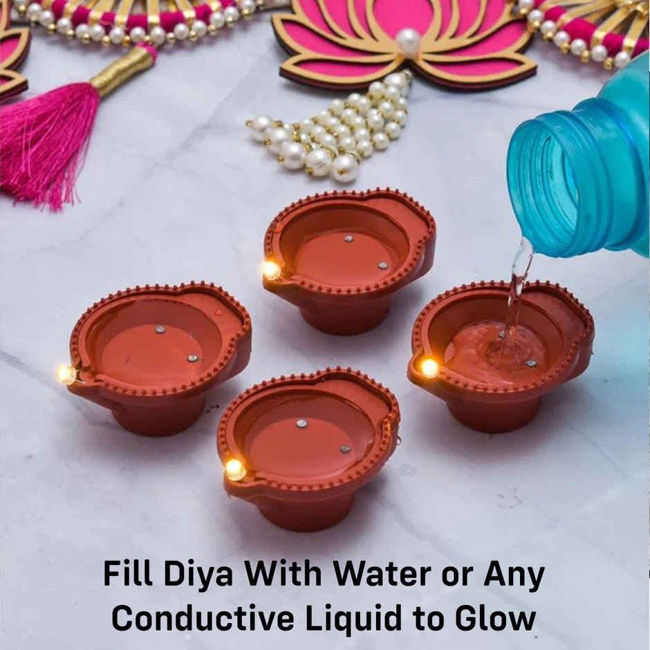 Water Sensor Diya for Diwali, Festive Decoration | Pack Of 6 | Party Propz
