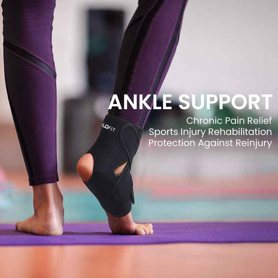 Boldfit Premium Ankle Support Compression Brace - Black, Free Size