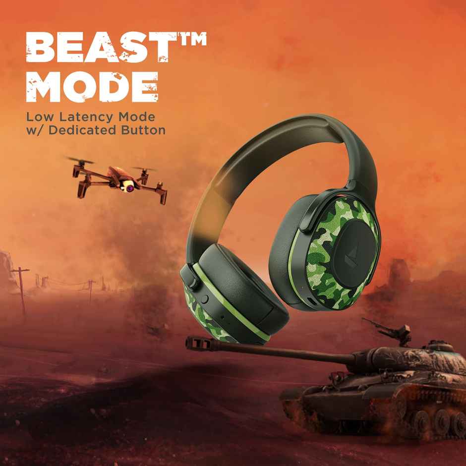 boAt Rockerz 425 Bluetooth Wireless On Ear Headphones Signature Sound, ENx Tech(Army Green)