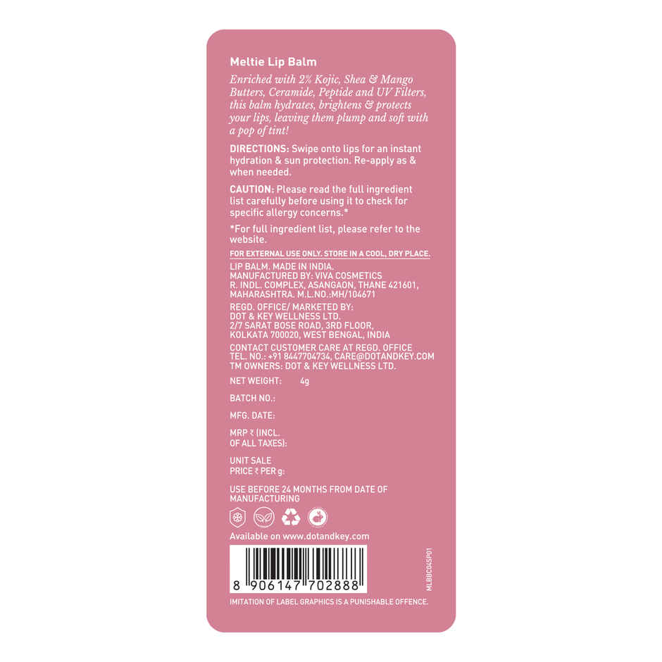 Dot & Key Meltie Lip Balm SPF 50+ PA+++, Berry Crumble