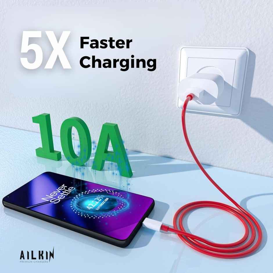 Ailkin 80W DASH | WRAP | SUPERVOOC Fast Charging Adapter Charging with Usb to Type C