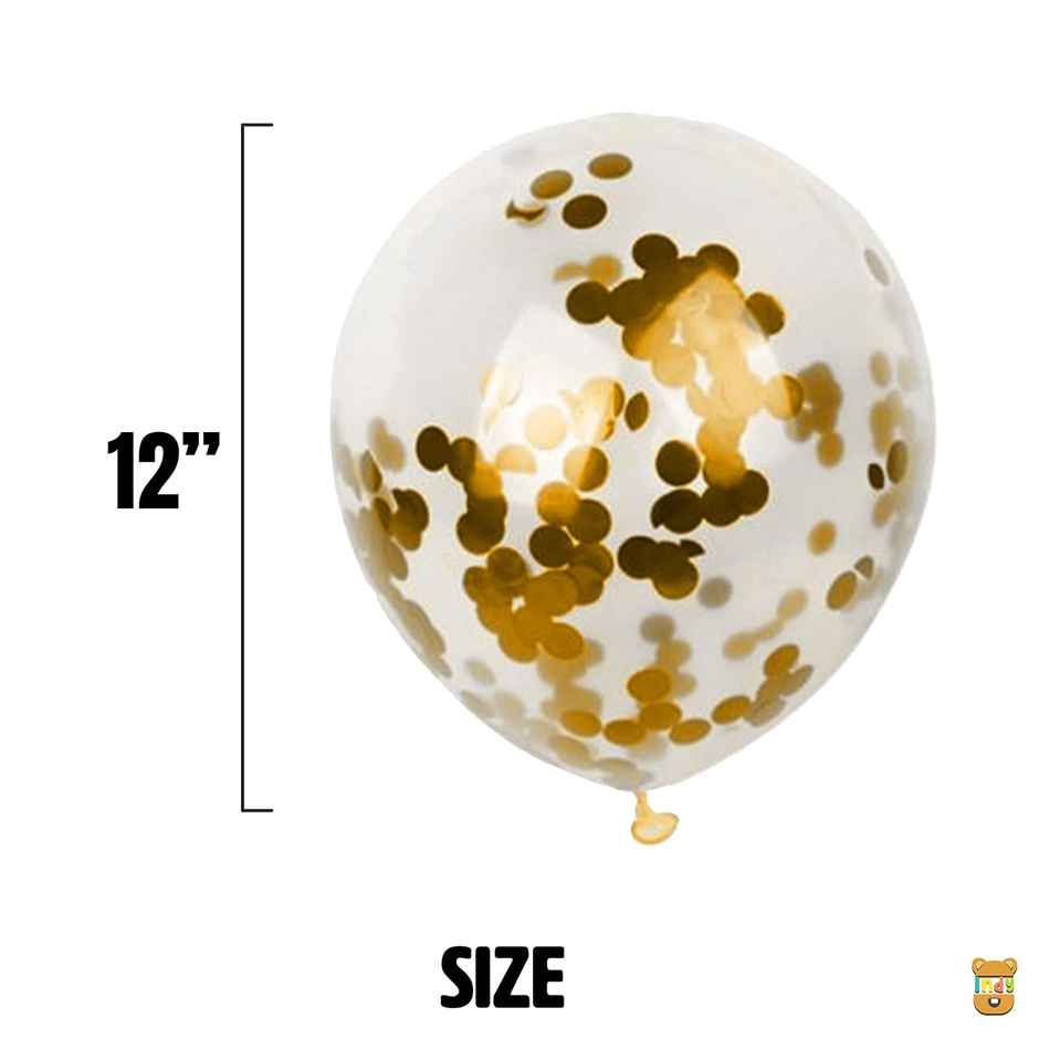 Just Party Golden Confetti Balloons For Decoration - Pack Of 10 Transparent Balloons