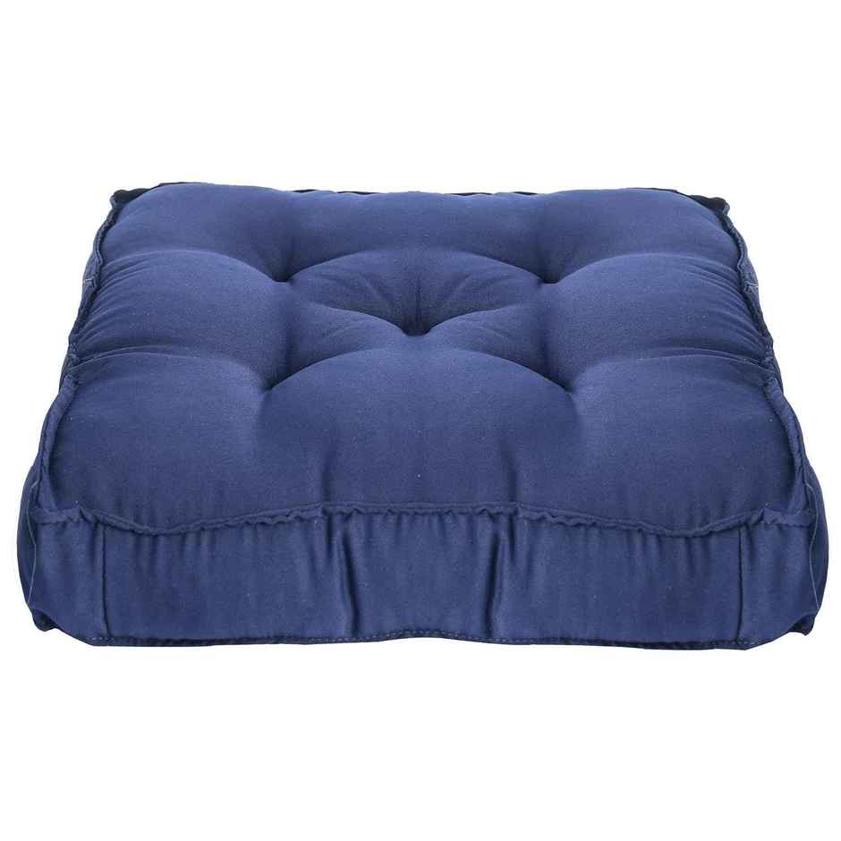 Kuber Industries Microfiber Square Chair Pad | Seat Cushion for Car | Office 18x18 Inch (Navy Blue)