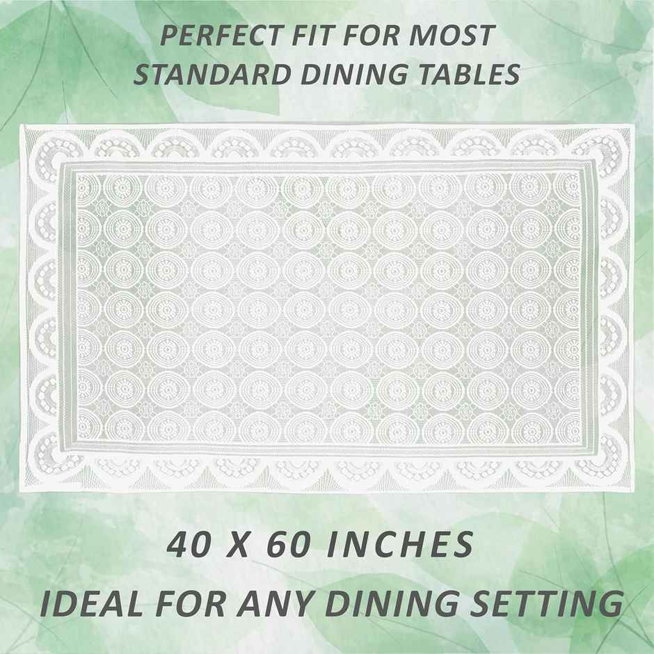 Kuber Industries Center Table Cover | Cotton for Living Room | Table Cloth for 4 Seater | White