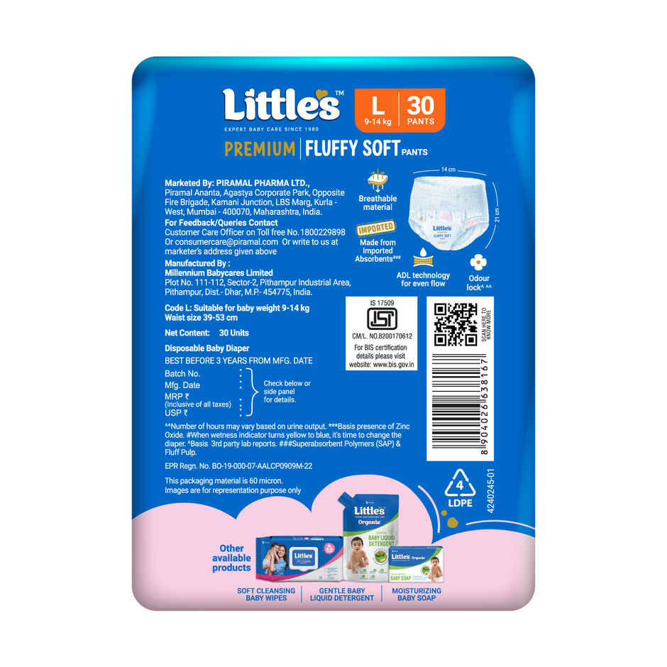 Littles Expert Baby Care Comfy Pant Style Diaper | L | 30 pcs