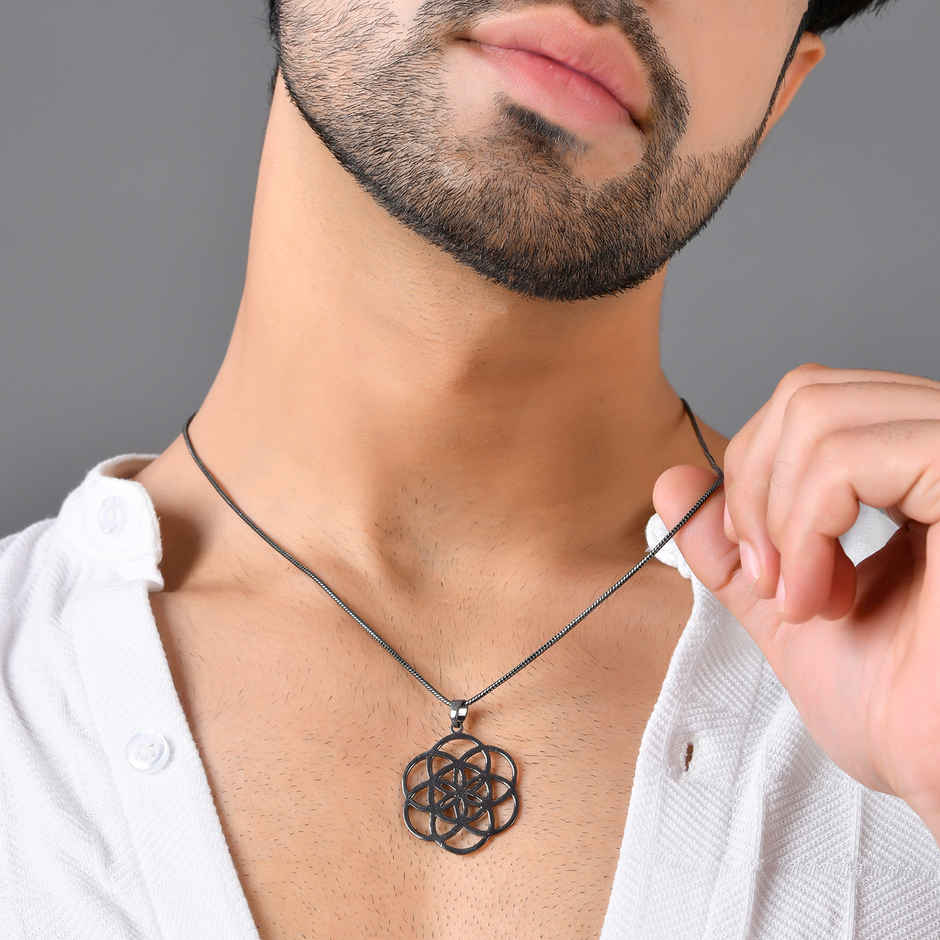 Voylla | Eclipse Intricately Designed Black Pendant for Men