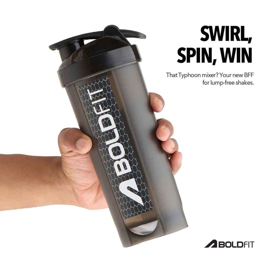 Boldfit Gym Typhoon Shaker Bottle | 700 ml | 100% Leakproof | Black