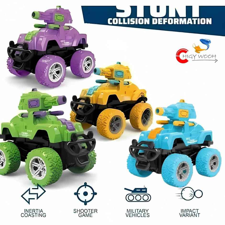 Chigy Wooh Friction Powered Tank Launcher Truck for Kids | 4WD Push & Go Shooting Toy