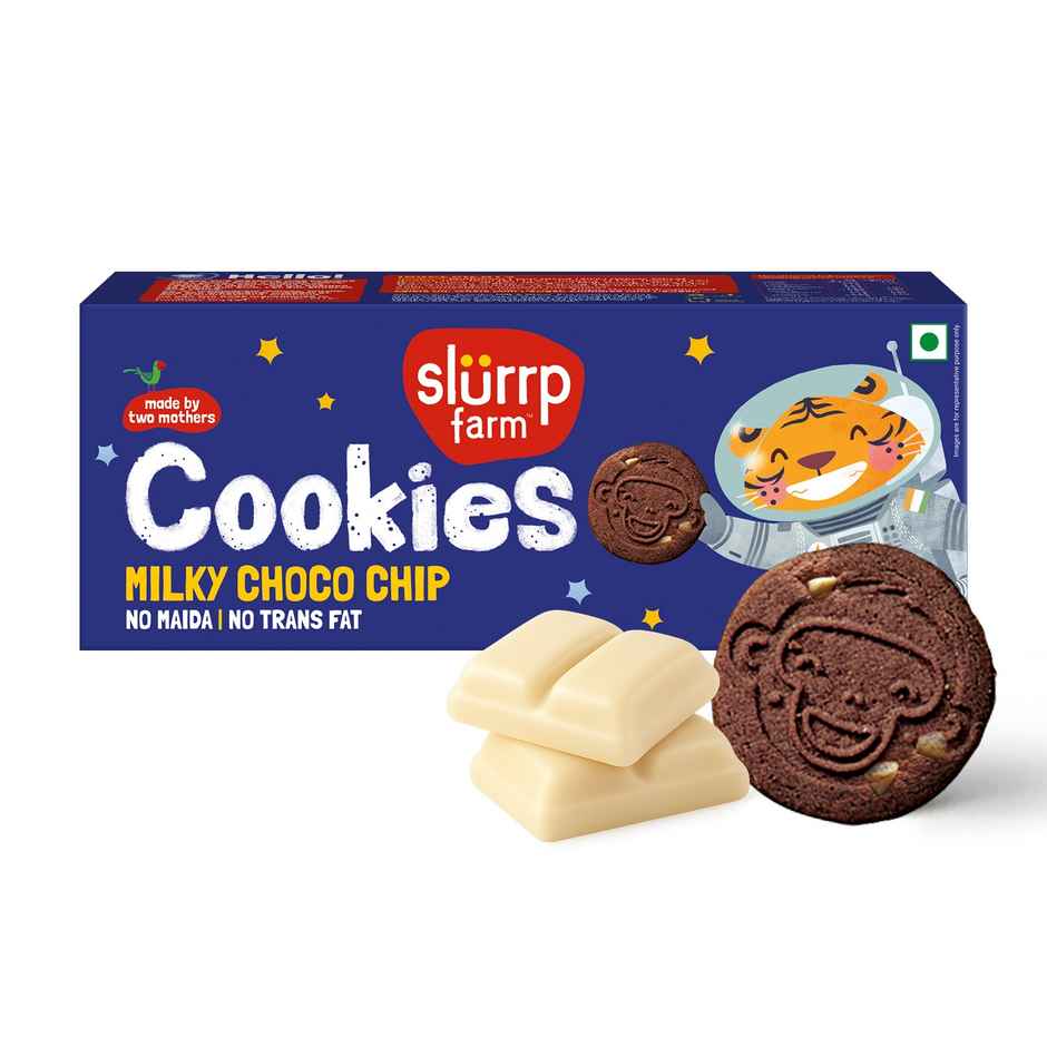 Slurrp Farm No Maida Milky Choco Chip Cookies - Yummy Biscuits For Kids (80g) & Slurrp Farm No Maida No Palm Oil Banana Oat Cookies | Yummy Biscuits For Kids (1pc) Combo