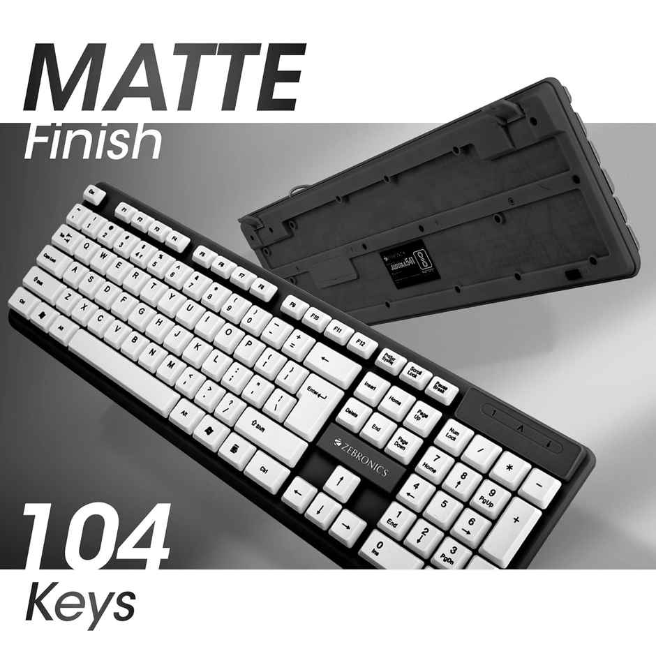 Zebronics Judwaa 541 Usb Keyboard and Mouse Combo for Computers & Laptops | 1200 Dpi | Black+white