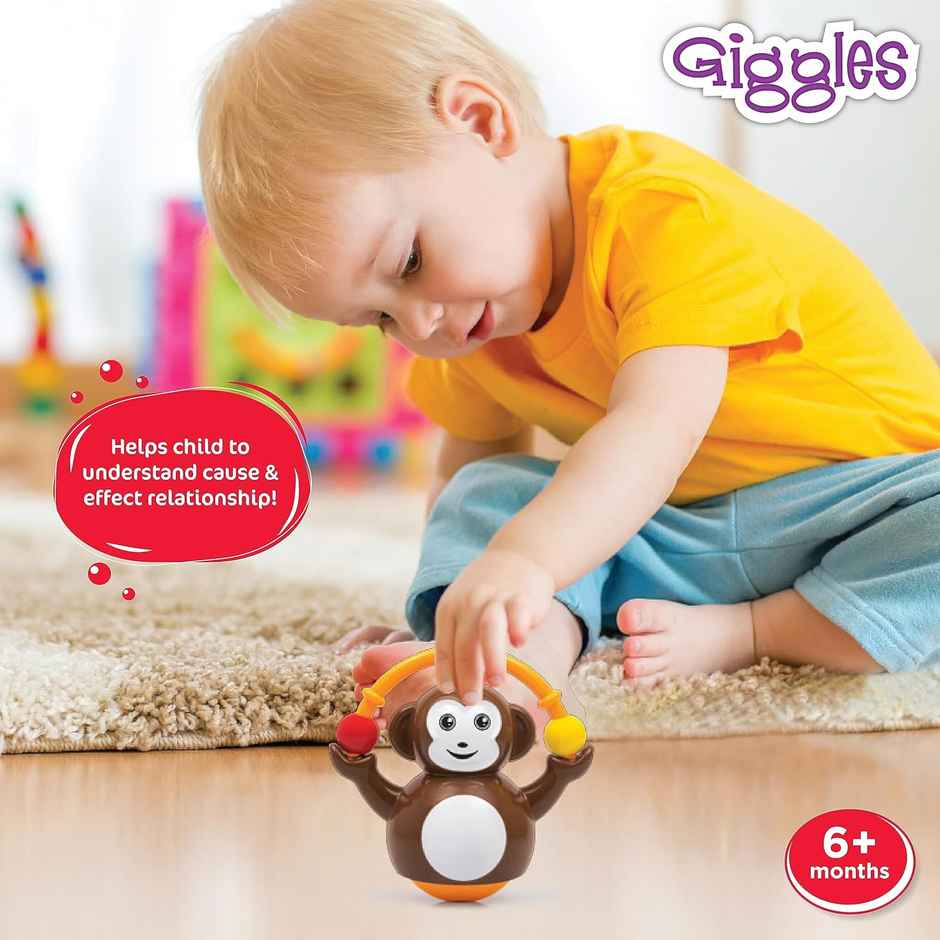 Giggles Funskool Push N Crawl Monkey | Encourage Crawling | Improve Balance | 6 Months +