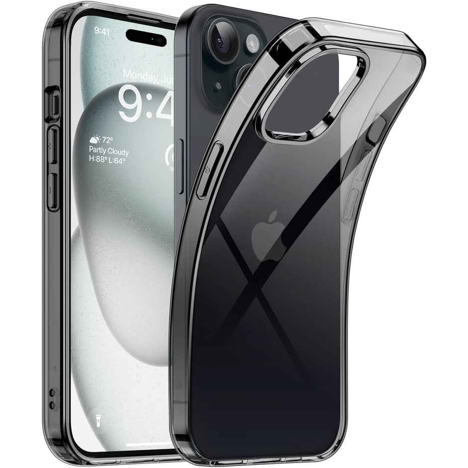 ExpressB For iPhone 15 Case Cover Clear Transparent | Thin Soft Back - Clear Black