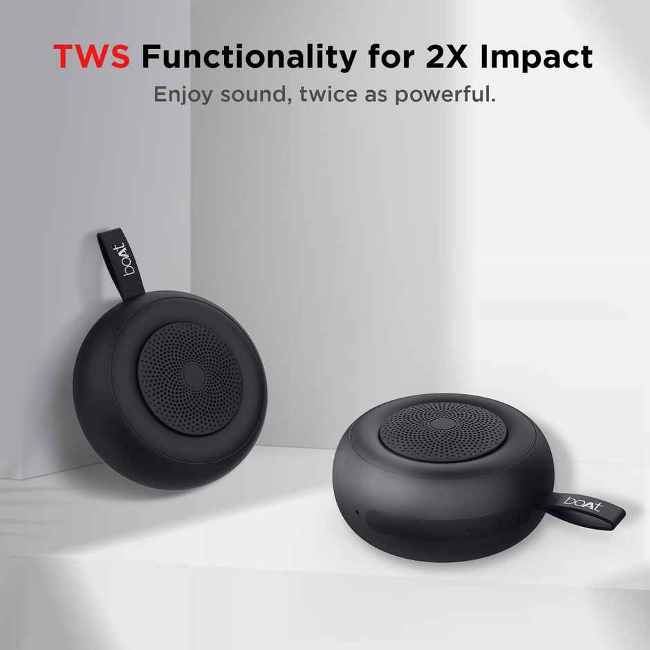 boAt Stone 135 Portable Wireless Bluetooth Speaker with 5W RMS Immersive Sound,IPX4 Water Resistance, True Wireless Feature, Up to 11H Total Playtime, Multi-Connectivity Modes With Type C Charging - Active Black