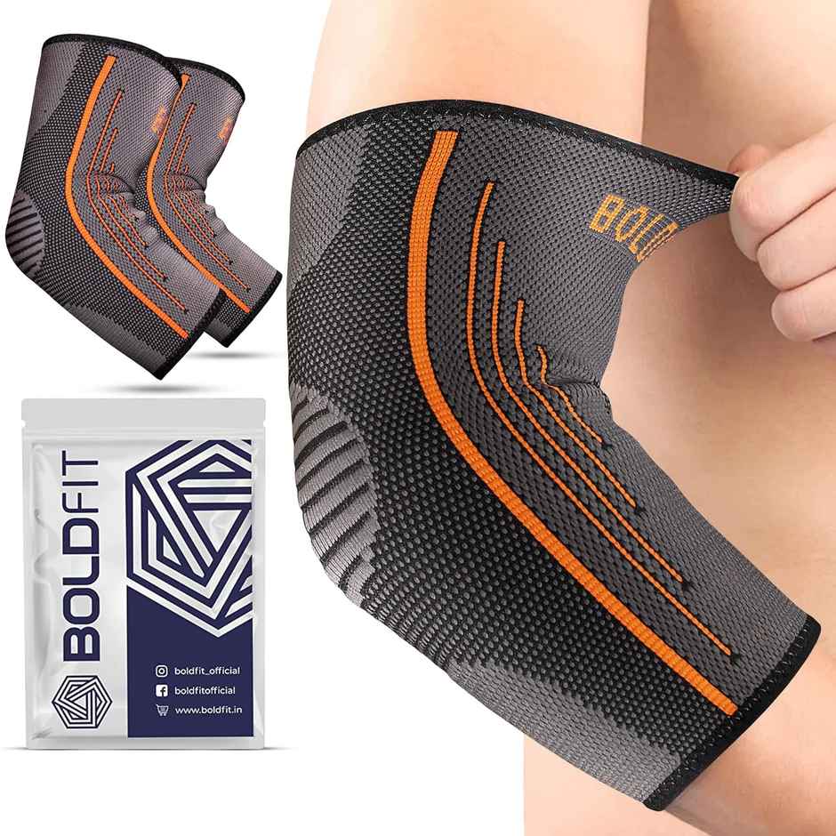 Boldfit Elbow Support For Gym Elbow Band For Pain Relief Gray Medium