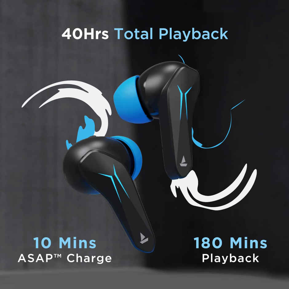 boAt Immortal 121 TWS Earbuds for Gaming w/ 40H Playtime, BEAST Mode & RGB LEDs (Black Sabre)