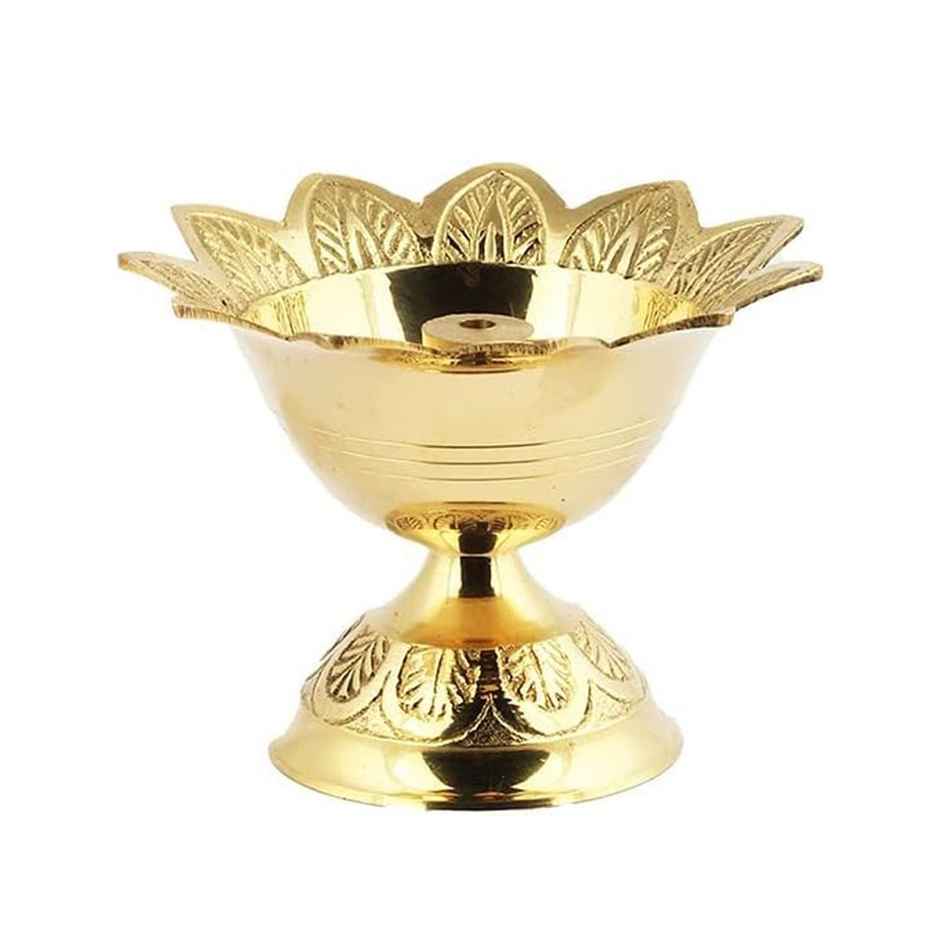 Nitya Devdas Deep Size: 4 | Golden | Traditional | Brass | Brass Diya | Shubhkart