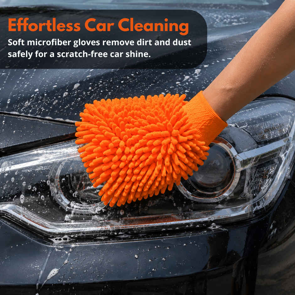 SE7EN Microfiber Cleaning Hand Gloves - Dusting Gloves for Furniture & Car Cleaning