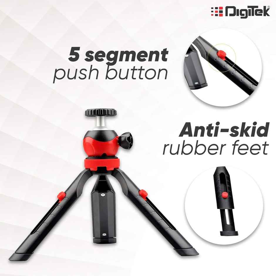 Digitek Dtr-200Mt 18Cm Flexible & Portable Mini Tripod With Smartphone Holder & 360 Degree Head