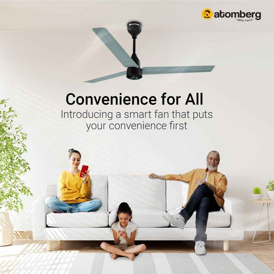 Atomberg Renesa Smart BLDC Ceiling Fan, 1200mm, with IoT & Remote, LED Indicators, Misty Teal