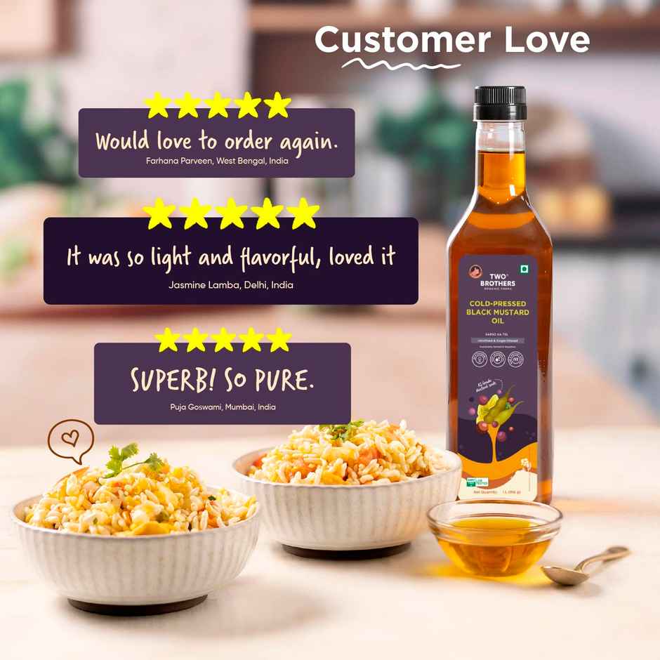 Two Brothers Black Mustard (Sarson) Wood Pressed Oil Single-filtered | Plastic Bottle