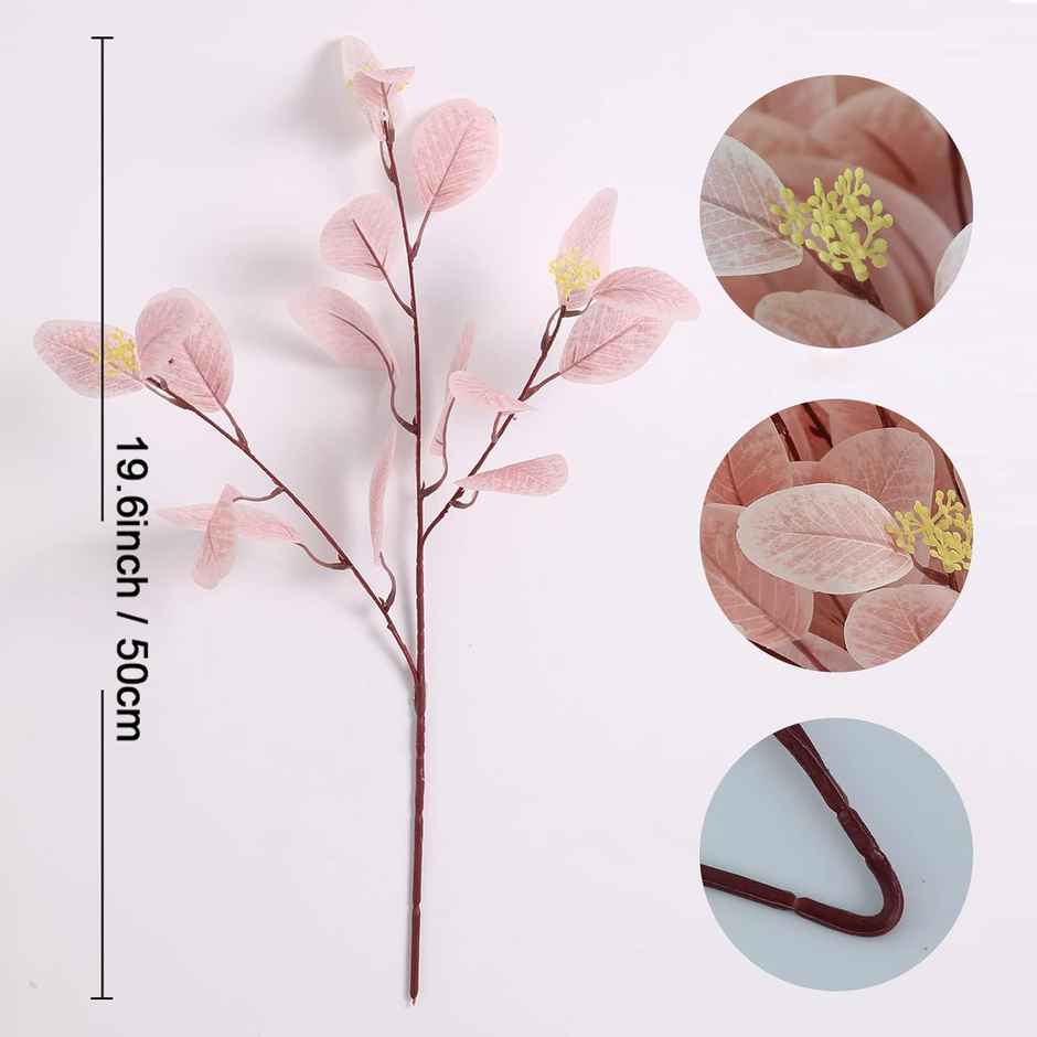 TIED RIBBONS Artificial Eucalyptus Flowers Bunches | Pink - 19.6 in