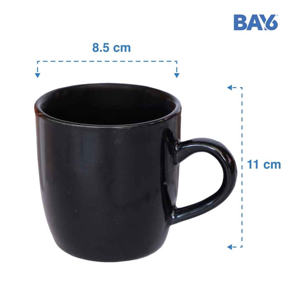 BAY6 Stoneware Solid Coffee Mug - Black - 210 ml