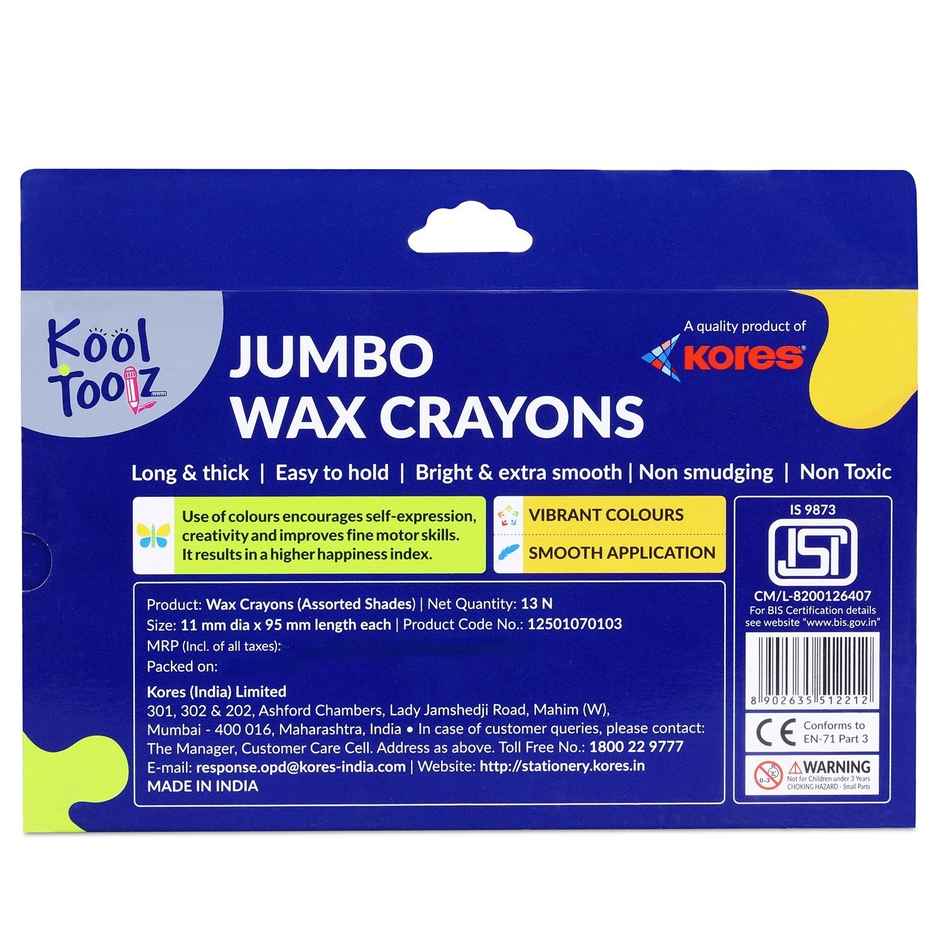 Kores 12+1 Jumbo Shades Wax Crayons | Smooth Coloring