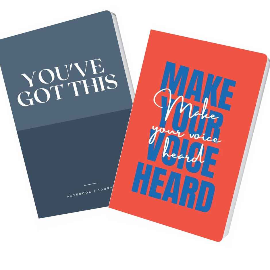 Journo By Drawguud Pack Of 2 70 Gsm A5 Notebook : Ruled (You'Ve Got This/Make Your Voice Heard)