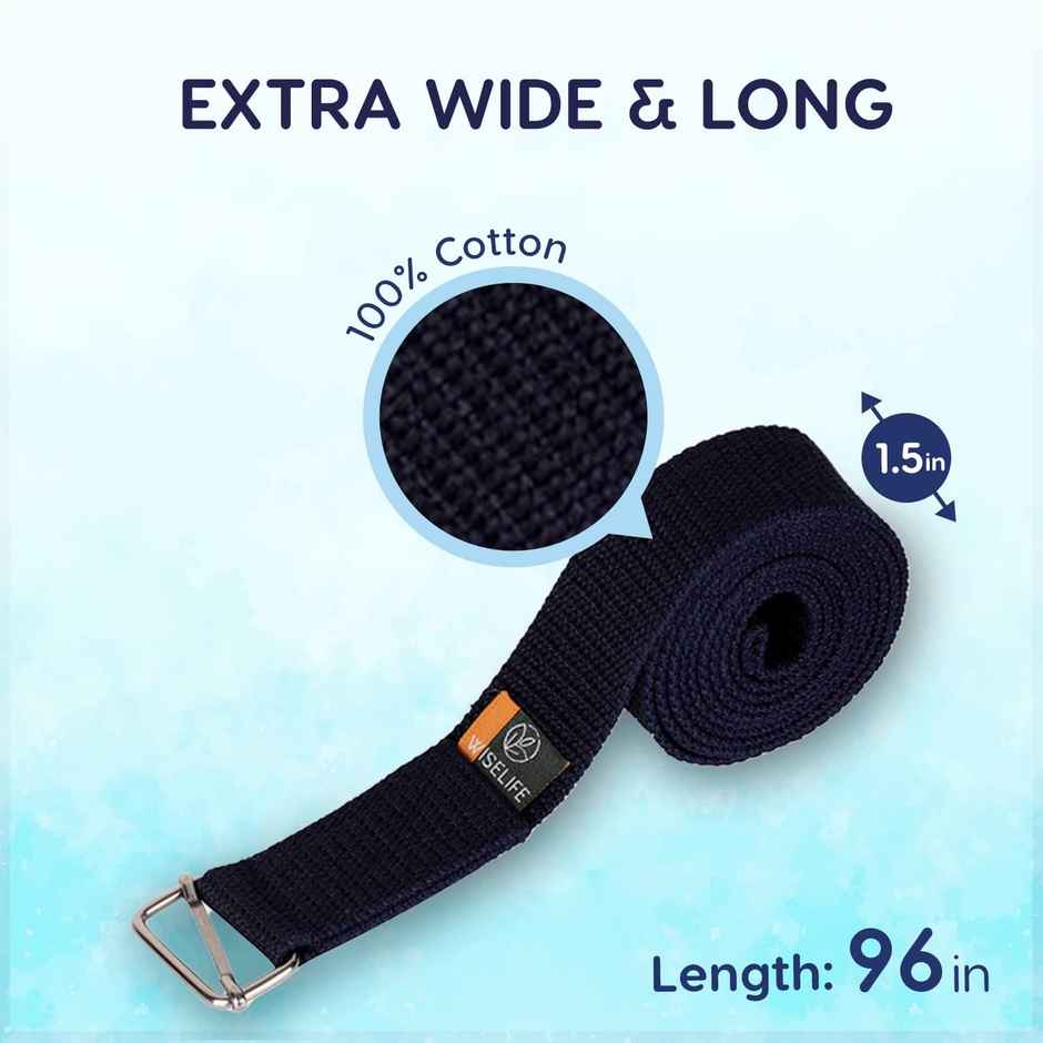 Wiselife 8ft Yoga Belt- Navy Blue