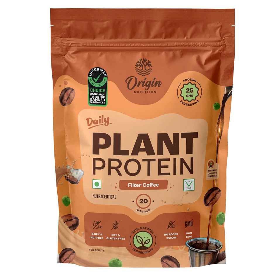 Origin Nutrition Daily Plant Protein Filter Coffee Flavour- 20 Servings