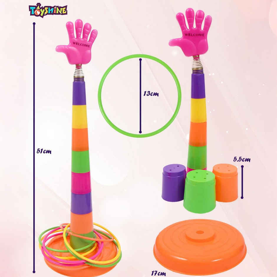 Toyshine 2-in-1 Ring Toss Game | Shape Sorter & Aim & Strike Fun - Multicolour