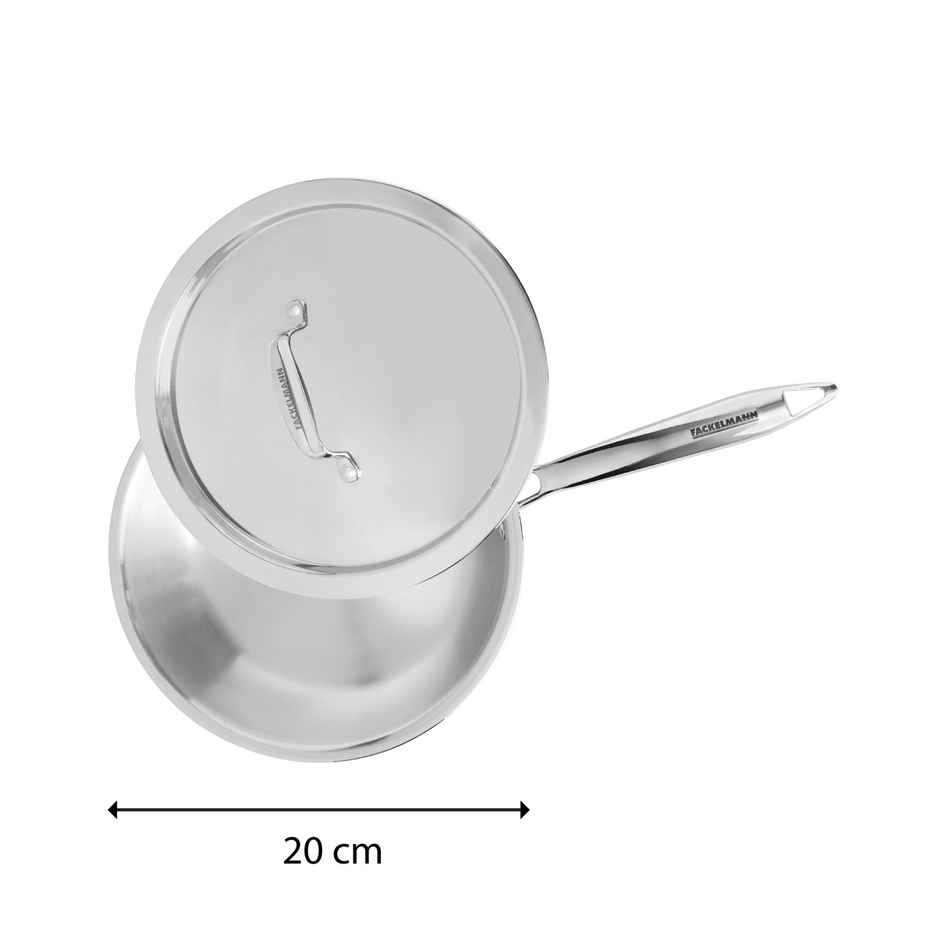 Fackelmann Stainless-Steel Triply Frypan with Lid, 20 cm