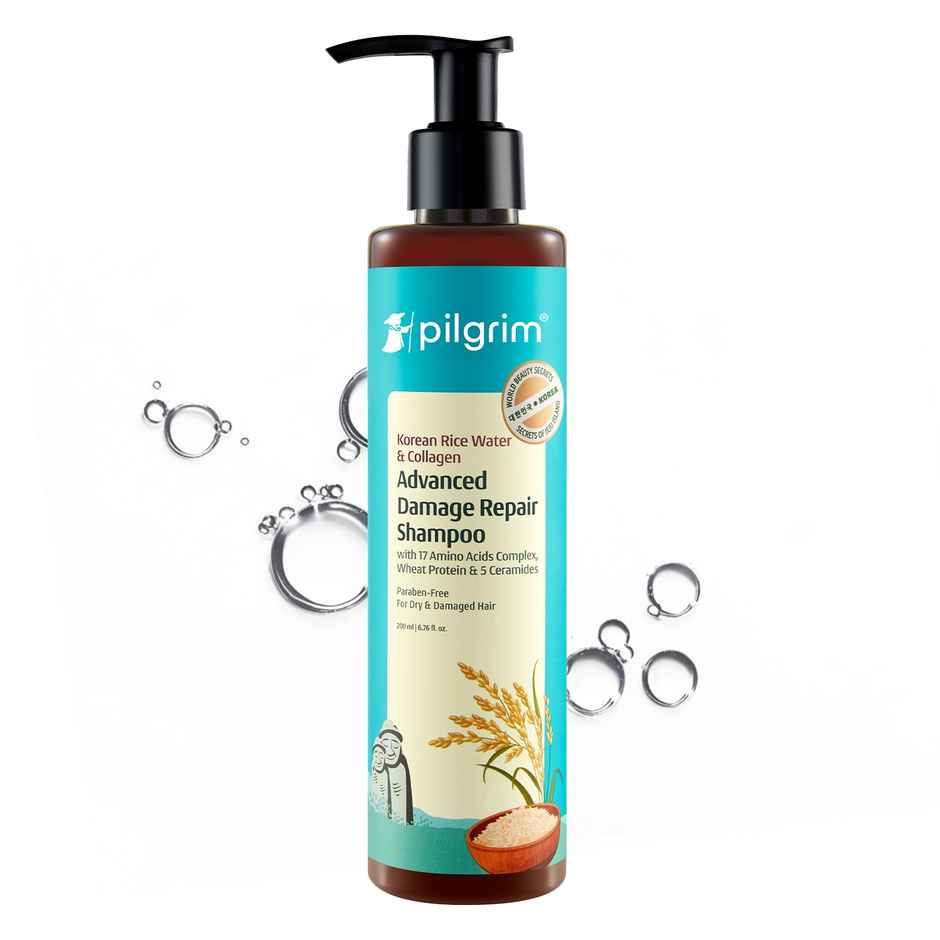 Pilgrim Korean Rice Water & Collagen Advanced Repair Shampoo for Damaged Hair
