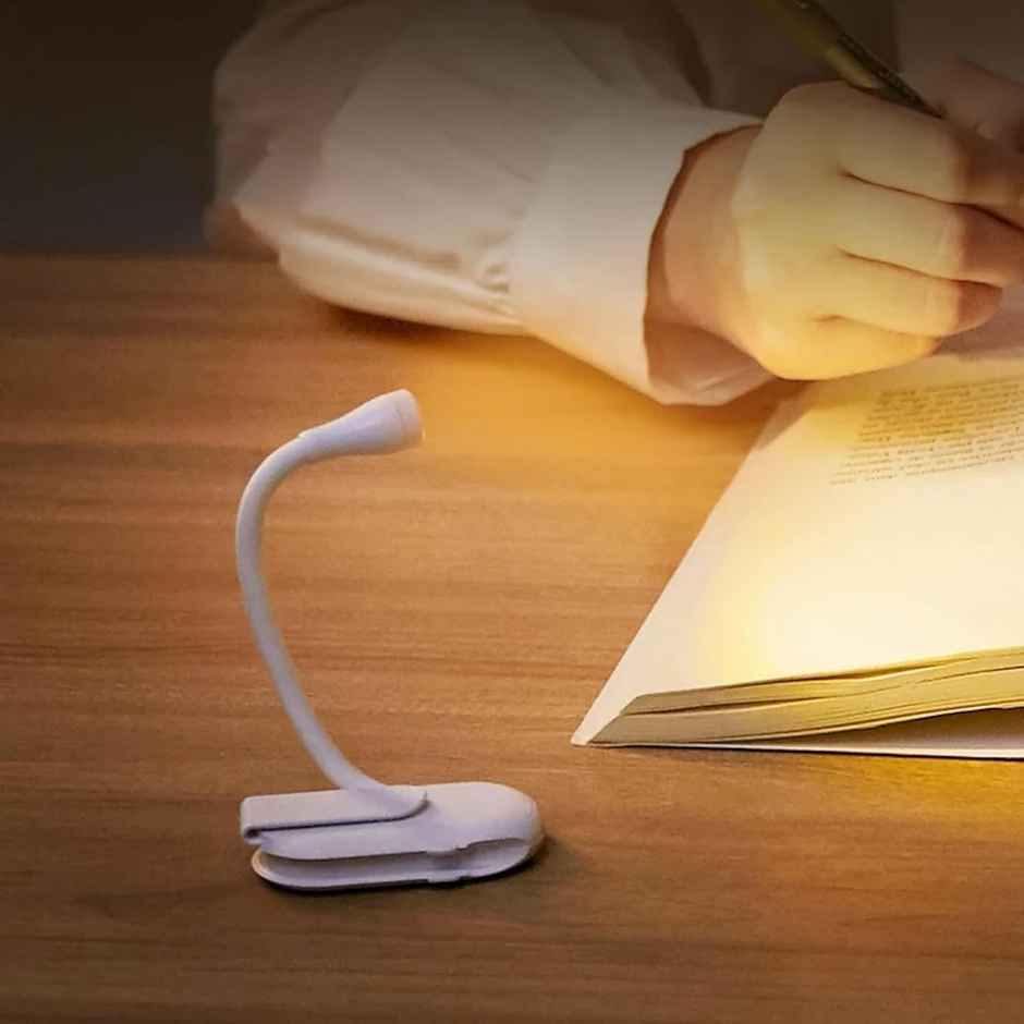 Desidiya Reading Light,Book Light for Night,Book Reading Specialty with Clip,USB Rechargeable,10D x 10W x 10H Centimeters,3 Modes,Portable,Eye Caring - White
