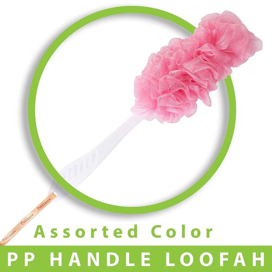 Midazzle Handle Loofah Bath Brush Sponge High Lather Cleansing | Assorted | MINL6004